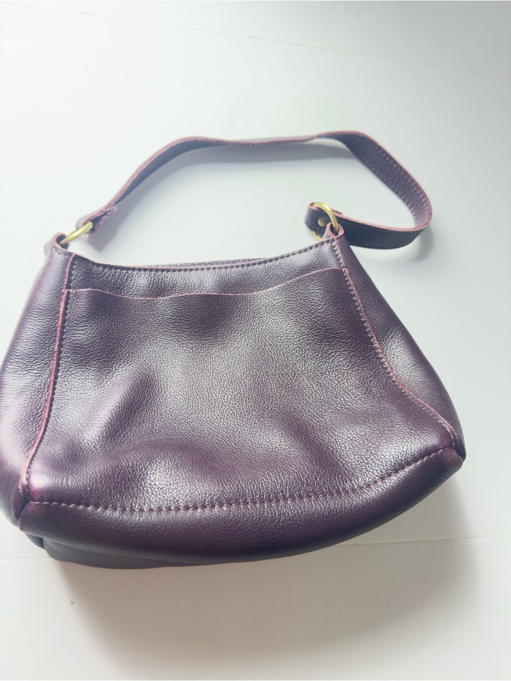 Portland Leather Plum Shoulder Bag with Gold-Tone Hardware